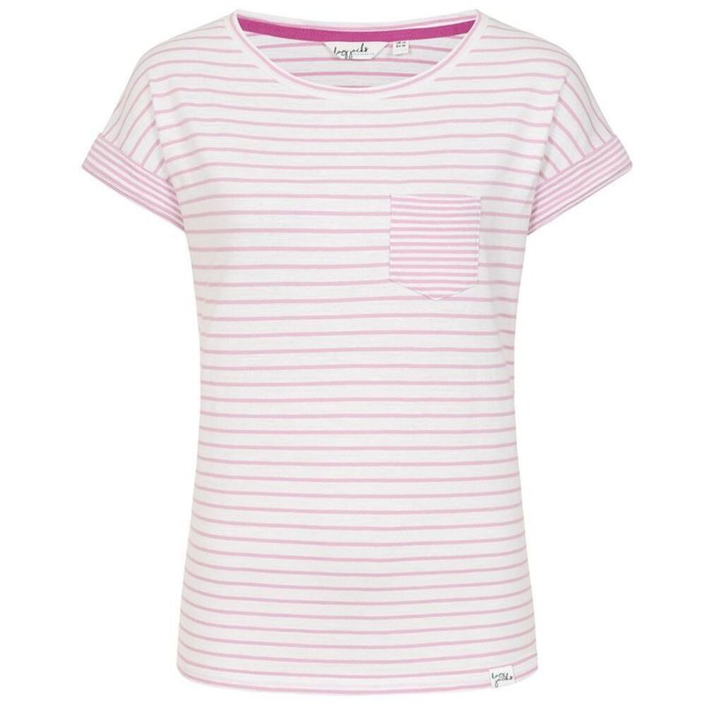 Lazy Jacks Womens/Ladies Striped Rolled Sleeves T-Shirt / Pink